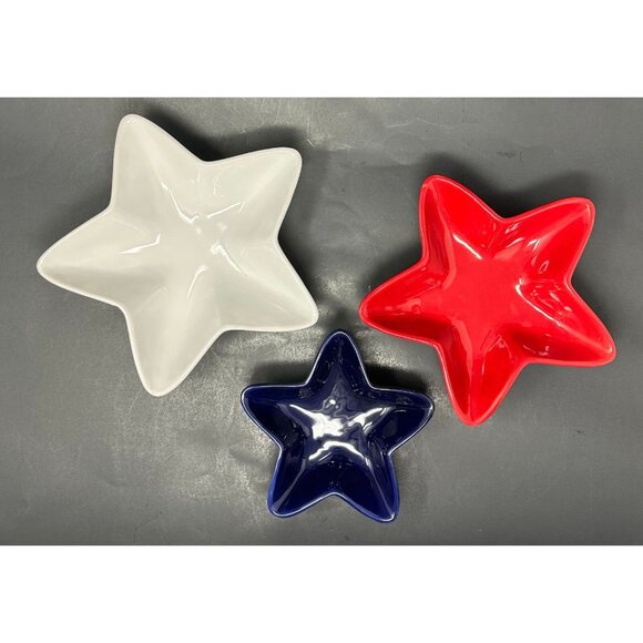 Pier 1 Imports Other - 3 PIER 1 STAR SHAPED NESTING SERVING BOWLS Red White Blue Patriotic July 4th HTF